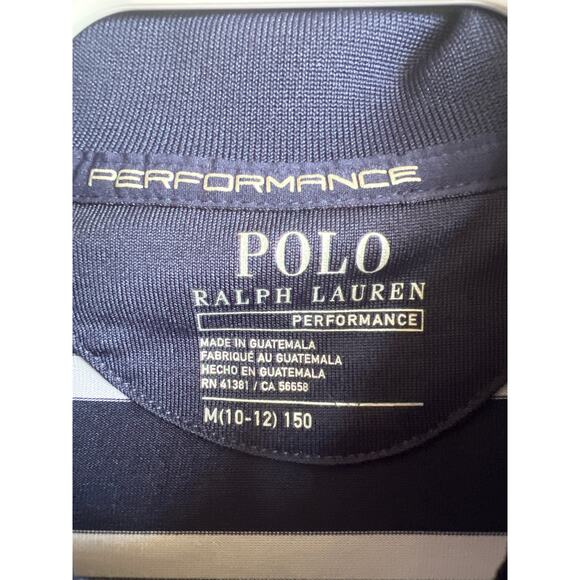 Polo Ralph Lauren Performance Shirt Boys Medium 10-12 Red White Blue Striped SS - Picture 2 of 6